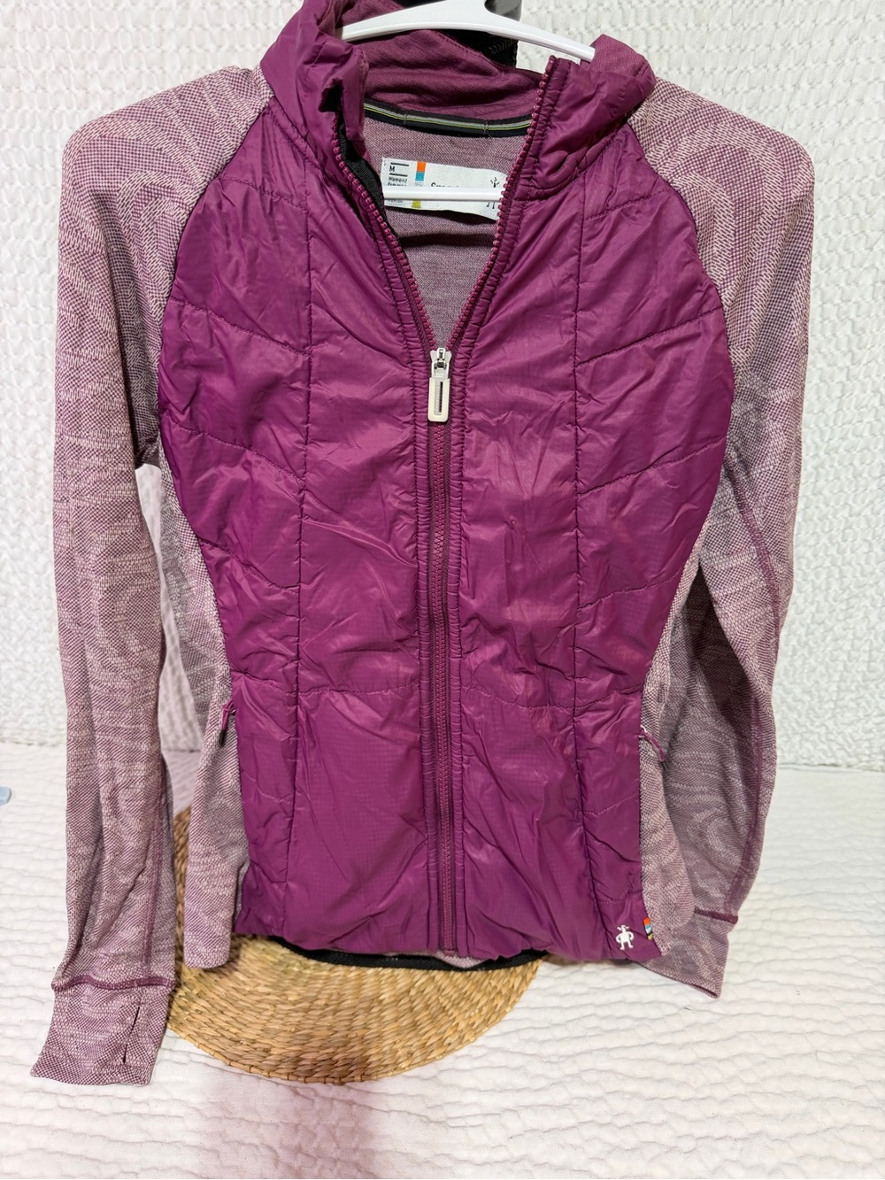 Smartwool Plum Quilted Hybrid Jacket with Heathered Sleeves